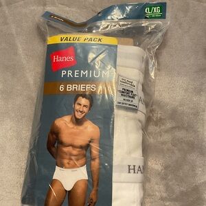 Hanes Premium Men's White Briefs - 6 Pairs